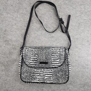 Vera Bradley Black White Faux Leather Embossed Crossbody Bag Animal Print